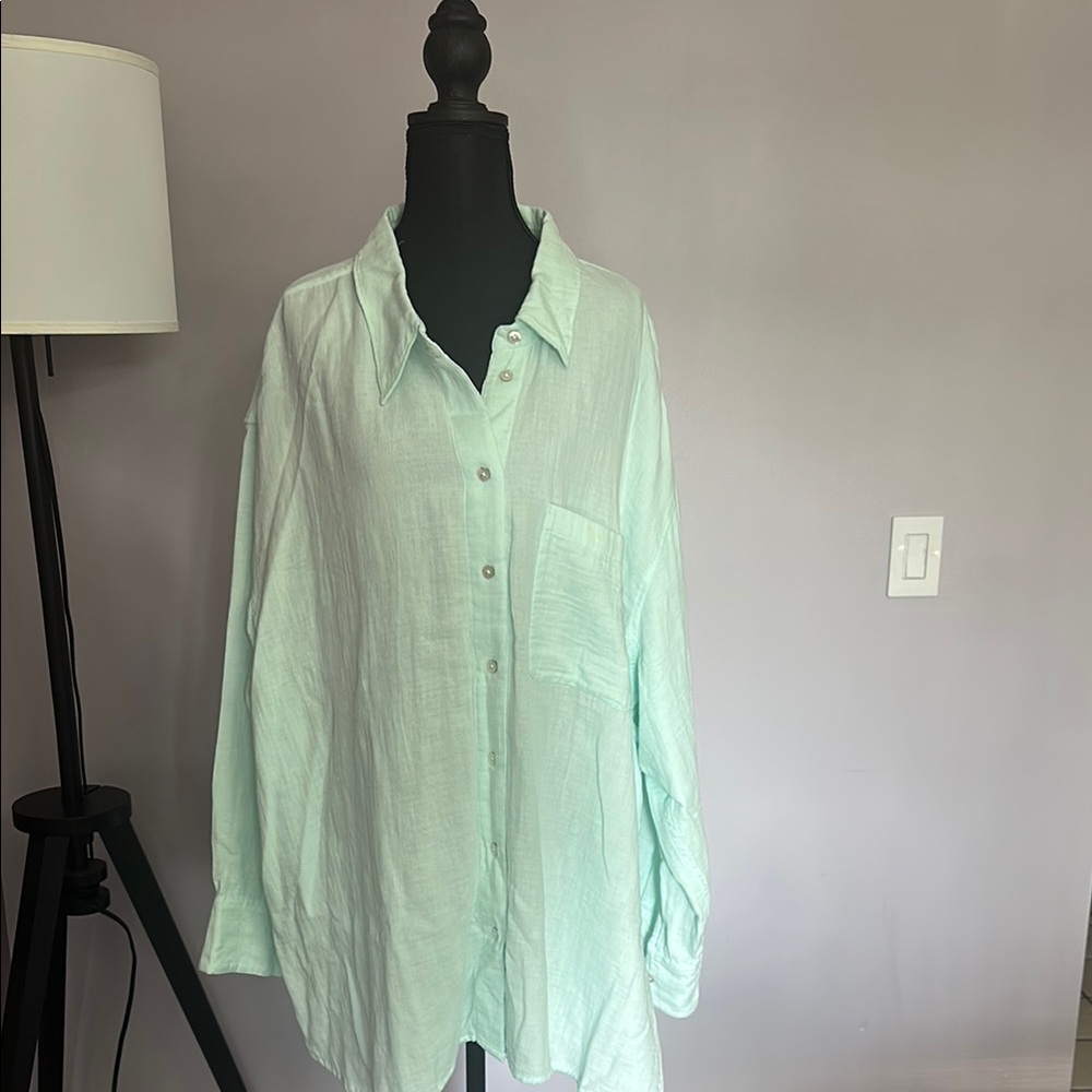 Lane Bryant Mint Green Button Down Shirt